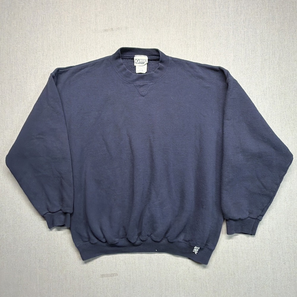 Vintage Discus Athletic Sweatshirt Mens XL Blue Blank Pullover Crewneck USA 90s